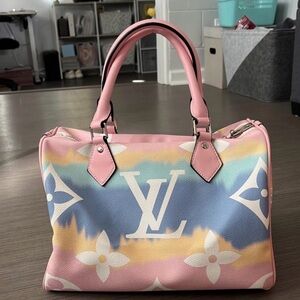 Louis Vuitton Pink and Blue Monogram Satchel